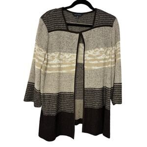 Ming Wang Open Front Knit Jacket – Women’s OX (XL Equivalent) Brown Tan